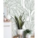 Wallpaper minimalist linear leaves, custom color