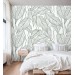 Wallpaper minimalist linear leaves, custom color