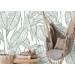 Wallpaper minimalist linear leaves, custom color