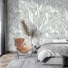 Wallpaper minimalist linear leaves, custom color